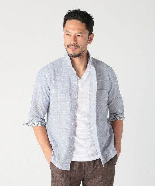 MEN'S BIGI / メンズビギ シャツ・ブラウス | カラミ織風サッカー七分袖スタンドカラーシャツ<ストレッチ/通気性> | 詳細4