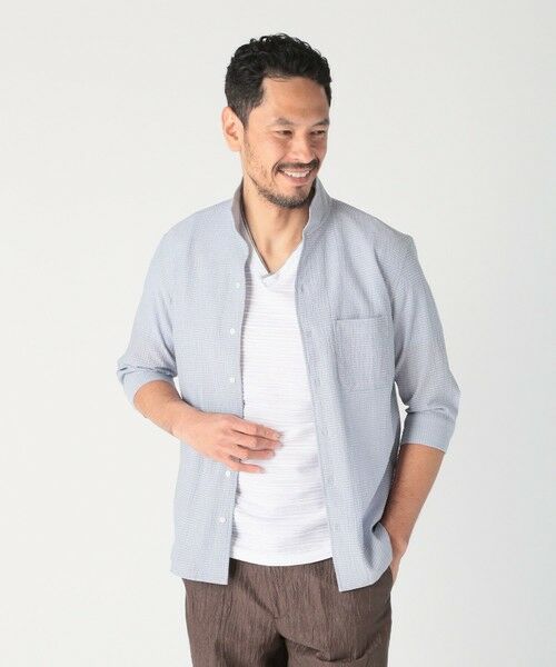MEN'S BIGI / メンズビギ シャツ・ブラウス | カラミ織風サッカー七分袖スタンドカラーシャツ<ストレッチ/通気性> | 詳細5