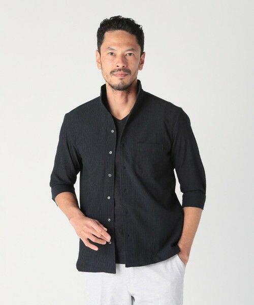 MEN'S BIGI / メンズビギ シャツ・ブラウス | カラミ織風サッカー七分袖スタンドカラーシャツ<ストレッチ/通気性> | 詳細15