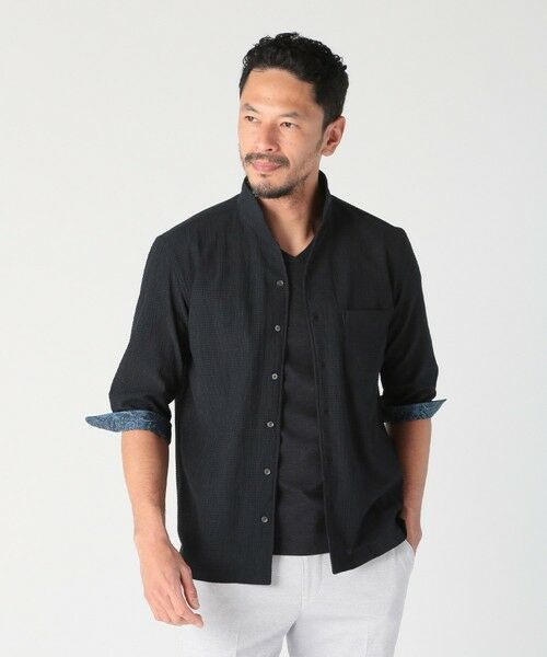 MEN'S BIGI / メンズビギ シャツ・ブラウス | カラミ織風サッカー七分袖スタンドカラーシャツ<ストレッチ/通気性> | 詳細18