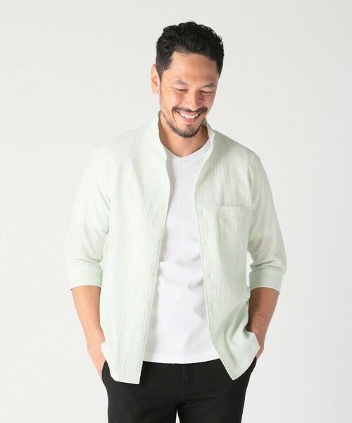 MEN'S BIGI / メンズビギ シャツ・ブラウス | カラミ織風サッカー七分袖スタンドカラーシャツ<ストレッチ/通気性> | 詳細23