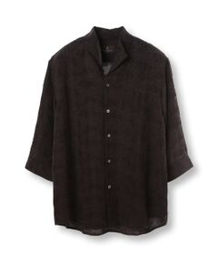 MEN'S BIGI / メンズビギ シャツ・ブラウス | 総柄シアージャカード7分袖オープンカラーシャツ