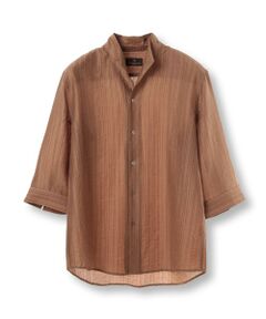 MEN'S BIGI / メンズビギ シャツ・ブラウス | 総柄シアージャカード7分袖オープンカラーシャツ