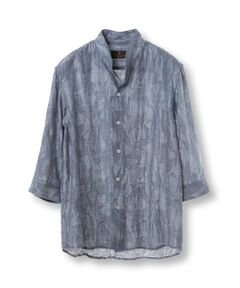 MEN'S BIGI / メンズビギ シャツ・ブラウス | 総柄シアージャカード7分袖オープンカラーシャツ