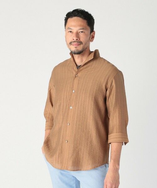 MEN'S BIGI / メンズビギ シャツ・ブラウス | 総柄シアージャカード7分袖オープンカラーシャツ | 詳細4