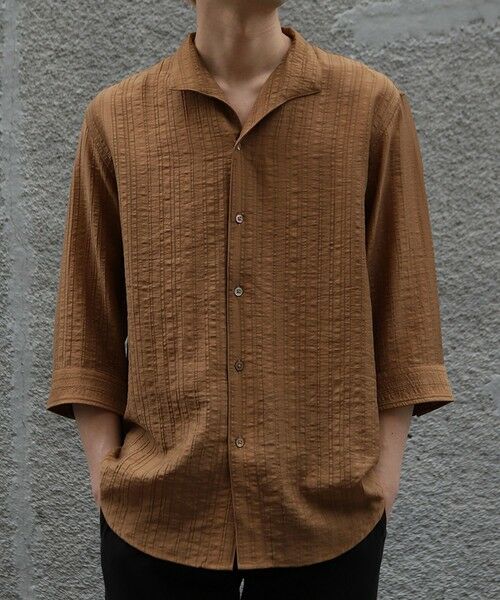 MEN'S BIGI / メンズビギ シャツ・ブラウス | 総柄シアージャカード7分袖オープンカラーシャツ | 詳細9