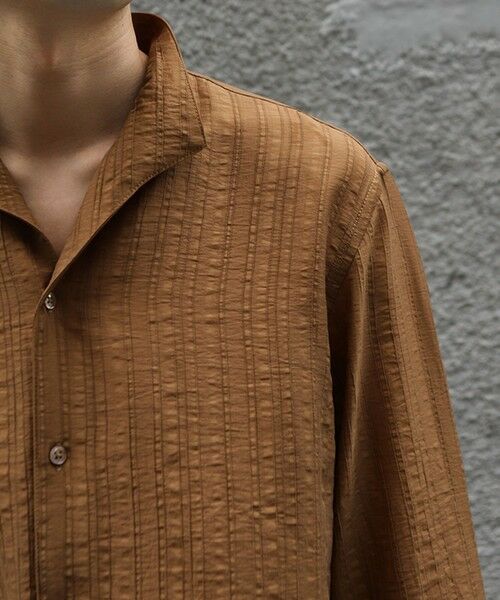 MEN'S BIGI / メンズビギ シャツ・ブラウス | 総柄シアージャカード7分袖オープンカラーシャツ | 詳細10