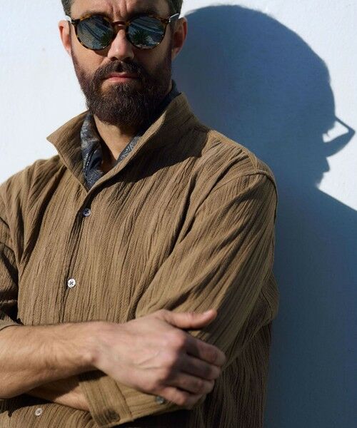 MEN'S BIGI / メンズビギ シャツ・ブラウス | 総柄シアージャカード7分袖オープンカラーシャツ | 詳細13