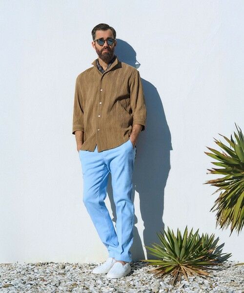 MEN'S BIGI / メンズビギ シャツ・ブラウス | 総柄シアージャカード7分袖オープンカラーシャツ | 詳細14