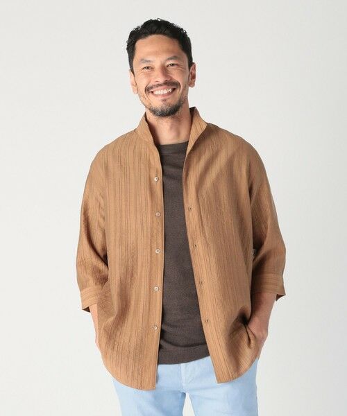 MEN'S BIGI / メンズビギ シャツ・ブラウス | 総柄シアージャカード7分袖オープンカラーシャツ | 詳細7