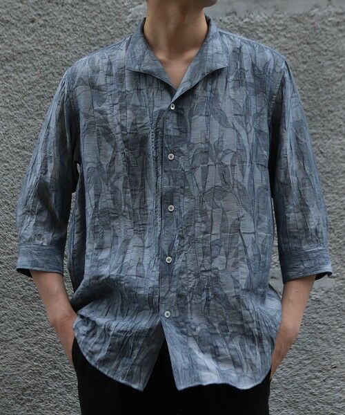 MEN'S BIGI / メンズビギ シャツ・ブラウス | 総柄シアージャカード7分袖オープンカラーシャツ | 詳細17