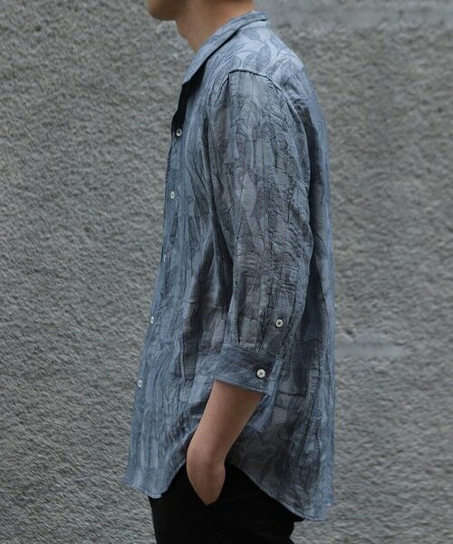 MEN'S BIGI / メンズビギ シャツ・ブラウス | 総柄シアージャカード7分袖オープンカラーシャツ | 詳細18