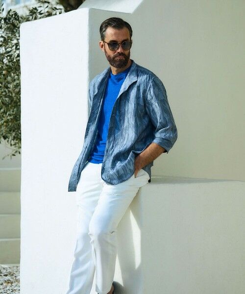 MEN'S BIGI / メンズビギ シャツ・ブラウス | 総柄シアージャカード7分袖オープンカラーシャツ | 詳細28