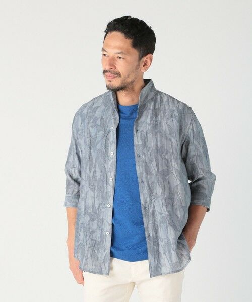 MEN'S BIGI / メンズビギ シャツ・ブラウス | 総柄シアージャカード7分袖オープンカラーシャツ | 詳細15