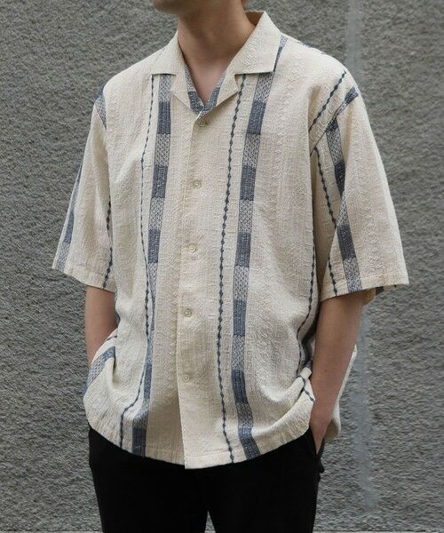 MEN'S BIGI / メンズビギ シャツ・ブラウス | 総柄刺繍オープンカラー半袖シャツ | 詳細1