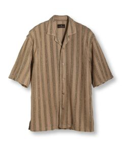 MEN'S BIGI / メンズビギ シャツ・ブラウス | ペイズリージャカード/透かし柄オープンカラー半袖シャツ