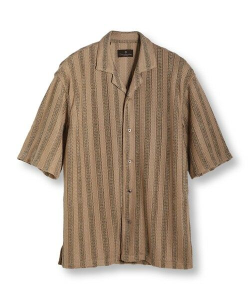 MEN'S BIGI / メンズビギ シャツ・ブラウス | ペイズリージャカード/透かし柄オープンカラー半袖シャツ（ブラウン）