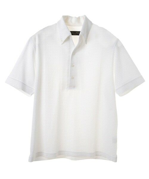 MEN'S BIGI / メンズビギ ポロシャツ | 【ACTIVE TAILOR】サッカー織りポロシャツ<COOL MAX/吸水速乾>（ホワイト）