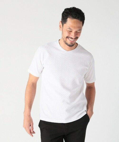 MEN'S BIGI / メンズビギ Tシャツ | シェブロン柄リンクスジャカードTシャツ<接触冷感><抗菌防臭> | 詳細1