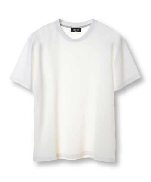 MEN'S BIGI / メンズビギ Tシャツ | シェブロン柄リンクスジャカードTシャツ<接触冷感><抗菌防臭>（ホワイト）