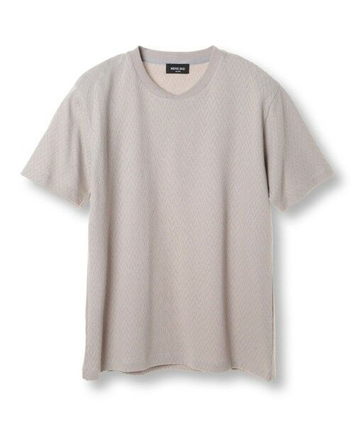 MEN'S BIGI / メンズビギ Tシャツ | シェブロン柄リンクスジャカードTシャツ<接触冷感><抗菌防臭>（グレー）