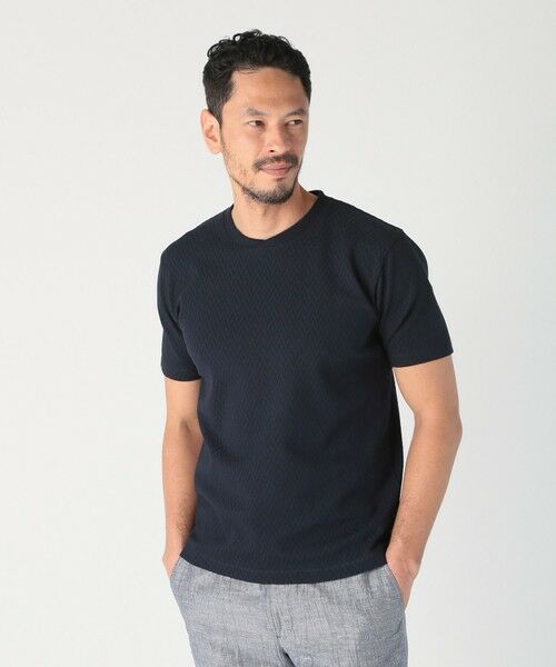 MEN'S BIGI / メンズビギ Tシャツ | シェブロン柄リンクスジャカードTシャツ<接触冷感><抗菌防臭> | 詳細13