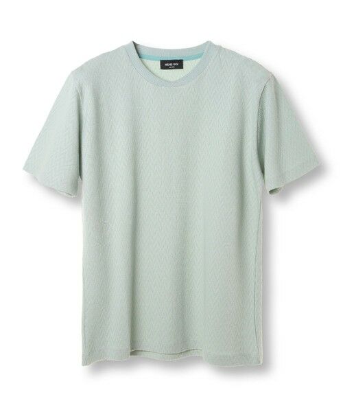 MEN'S BIGI / メンズビギ Tシャツ | シェブロン柄リンクスジャカードTシャツ<接触冷感><抗菌防臭>（グリーン）