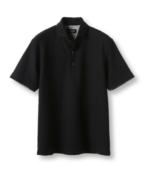 MEN'S BIGI / メンズビギ ポロシャツ | シャーリングジャカードポロシャツ（ブラック）