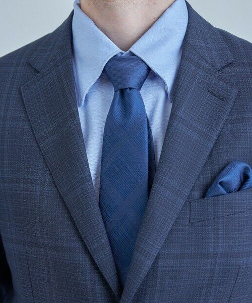 MEN'S BIGI / メンズビギ ネクタイ | ジオメトリック柄xシャドー千鳥柄シルクネクタイ（ネイビー）