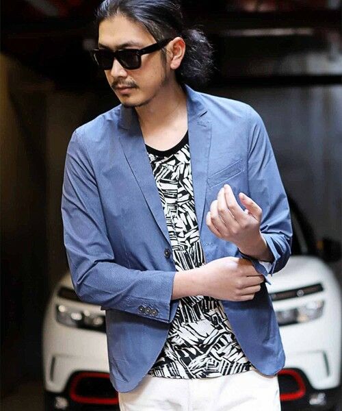 MEN'S BIGI / メンズビギ テーラードジャケット | ＡＩＲリップストップテーラードジャケット（ライトブルー）