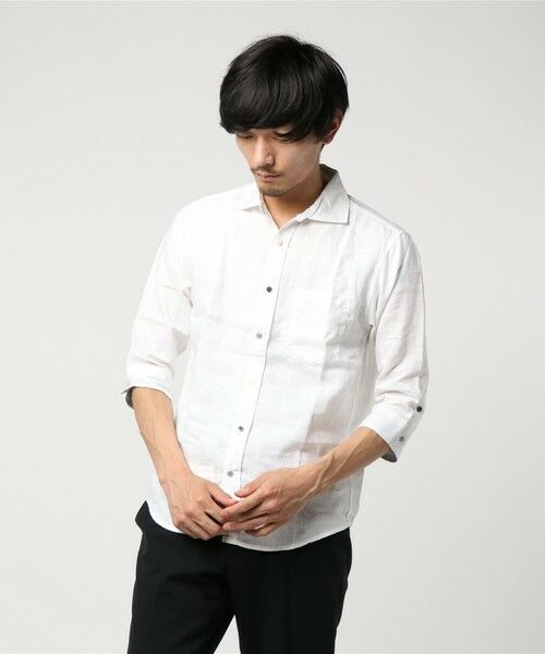 MEN'S BIGI / メンズビギ シャツ・ブラウス | フレンチリネン七分袖シャツ | 詳細2