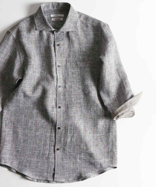 MEN'S BIGI / メンズビギ シャツ・ブラウス | フレンチリネン七分袖シャツ（グレンチェック）