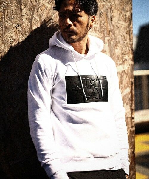 MEN'S BIGI / メンズビギ スウェット | 【JUST PLAY】半ラバープリント＋エンボス加工プルオーバーパーカ | 詳細5