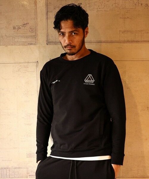 MEN'S BIGI / メンズビギ スウェット | 【JUST PLAY】スーパーストレッチ裏毛クルーネックトレーナー（ブラック）