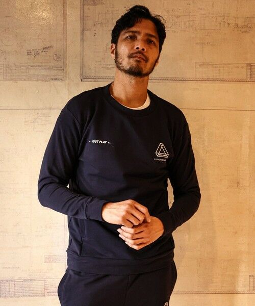 MEN'S BIGI / メンズビギ スウェット | 【JUST PLAY】スーパーストレッチ裏毛クルーネックトレーナー（ネイビー）