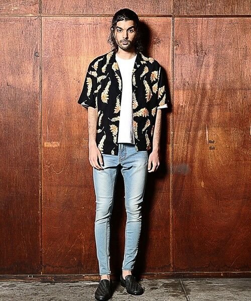 MEN'S BIGI / メンズビギ シャツ・ブラウス | 総柄フェザープリントオープンカラー半袖シャツ | 詳細1