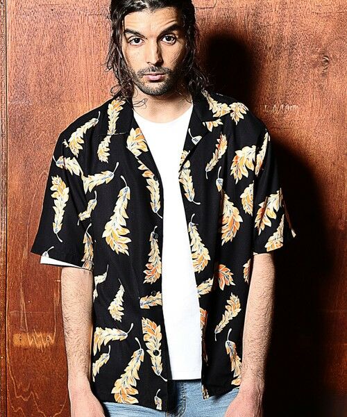 MEN'S BIGI / メンズビギ シャツ・ブラウス | 総柄フェザープリントオープンカラー半袖シャツ | 詳細3