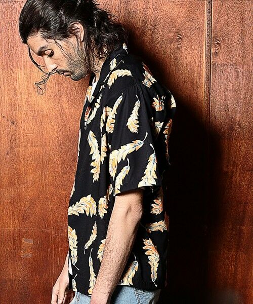 MEN'S BIGI / メンズビギ シャツ・ブラウス | 総柄フェザープリントオープンカラー半袖シャツ | 詳細4