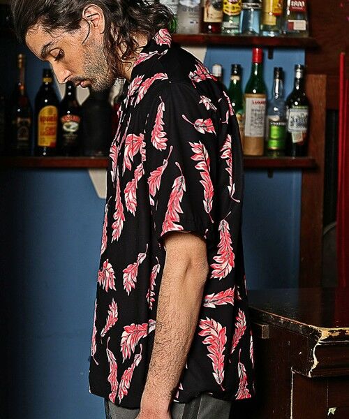 MEN'S BIGI / メンズビギ シャツ・ブラウス | 総柄フェザープリントオープンカラー半袖シャツ | 詳細10