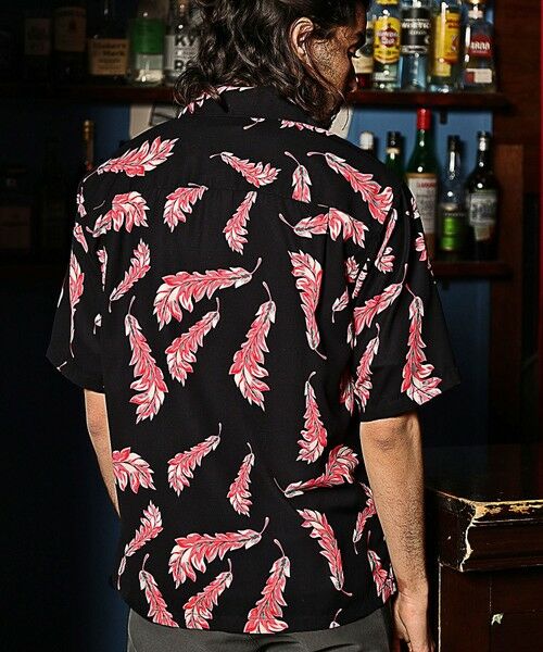 MEN'S BIGI / メンズビギ シャツ・ブラウス | 総柄フェザープリントオープンカラー半袖シャツ | 詳細11