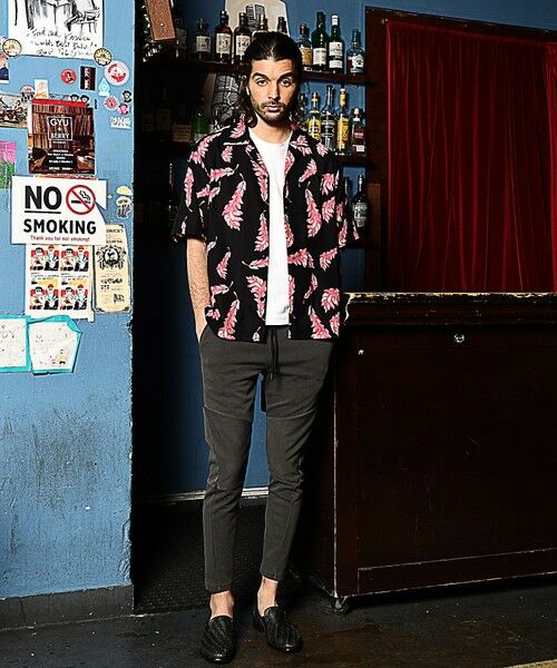 MEN'S BIGI / メンズビギ シャツ・ブラウス | 総柄フェザープリントオープンカラー半袖シャツ | 詳細7