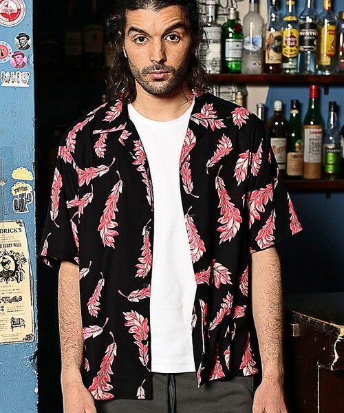 MEN'S BIGI / メンズビギ シャツ・ブラウス | 総柄フェザープリントオープンカラー半袖シャツ | 詳細8