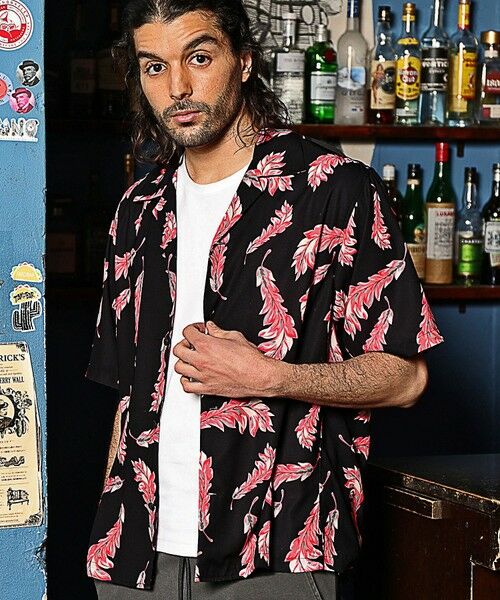 MEN'S BIGI / メンズビギ シャツ・ブラウス | 総柄フェザープリントオープンカラー半袖シャツ | 詳細9