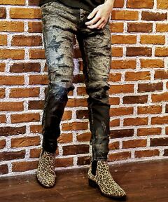 MEN'S BIGI / メンズビギ デニムパンツ | スリムストレートクラッシュ&リペア加工デニム