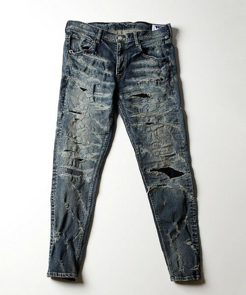 MEN'S BIGI / メンズビギ デニムパンツ | スリムストレートクラッシュ&リペア加工デニム | 詳細10