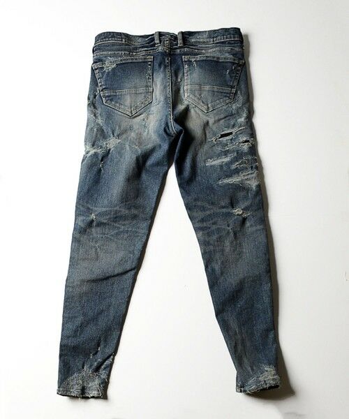 MEN'S BIGI / メンズビギ デニムパンツ | スリムストレートクラッシュ&リペア加工デニム | 詳細11