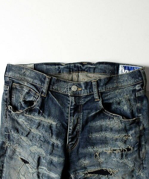 MEN'S BIGI / メンズビギ デニムパンツ | スリムストレートクラッシュ&リペア加工デニム | 詳細12
