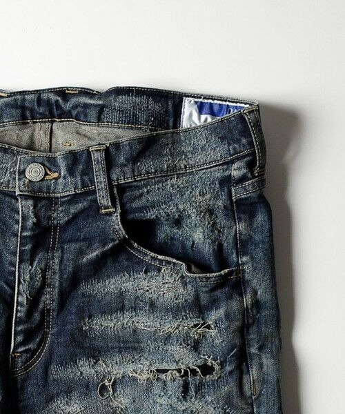 MEN'S BIGI / メンズビギ デニムパンツ | スリムストレートクラッシュ&リペア加工デニム | 詳細13