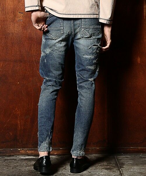 MEN'S BIGI / メンズビギ デニムパンツ | スリムストレートクラッシュ&リペア加工デニム | 詳細9