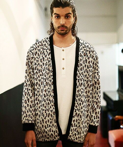 MEN'S BIGI / メンズビギ カーディガン・ボレロ | レオパード柄ダブルジャガードカーディガン | 詳細8
